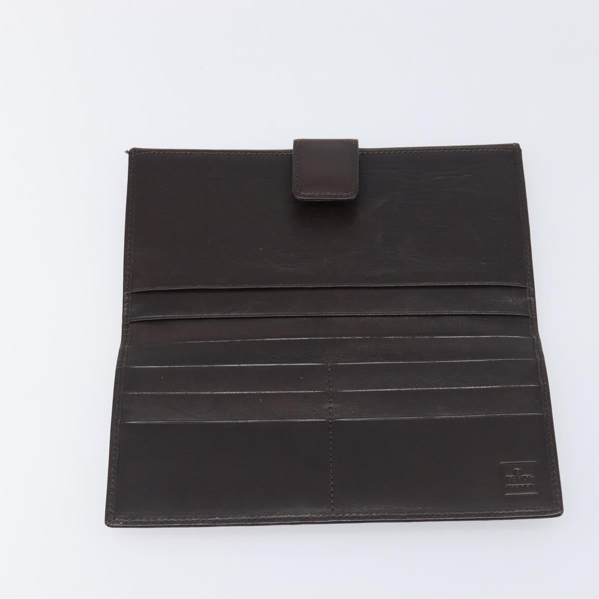 FENDI Zucca Canvas Long Wallet Black Brown Auth 199787A