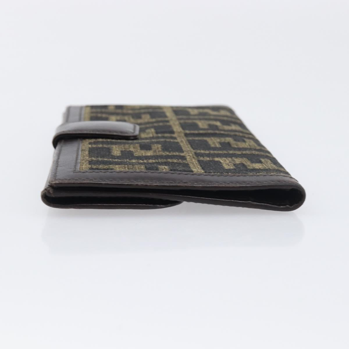 FENDI Zucca Canvas Long Wallet Black Brown Auth 199787A