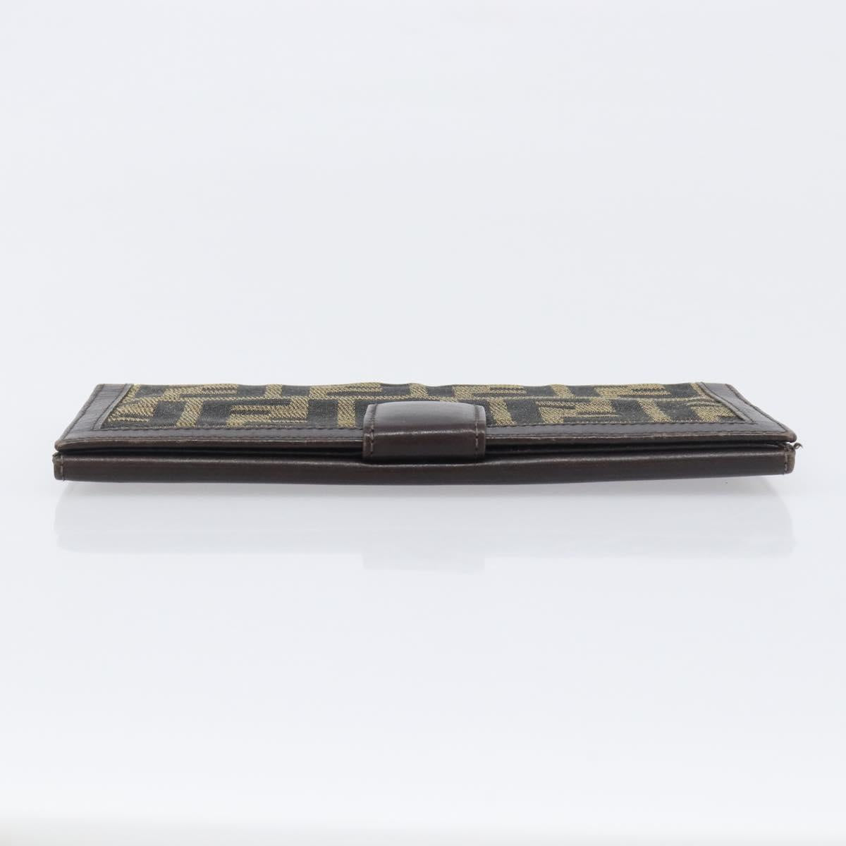 FENDI Zucca Canvas Long Wallet Black Brown Auth 199787A