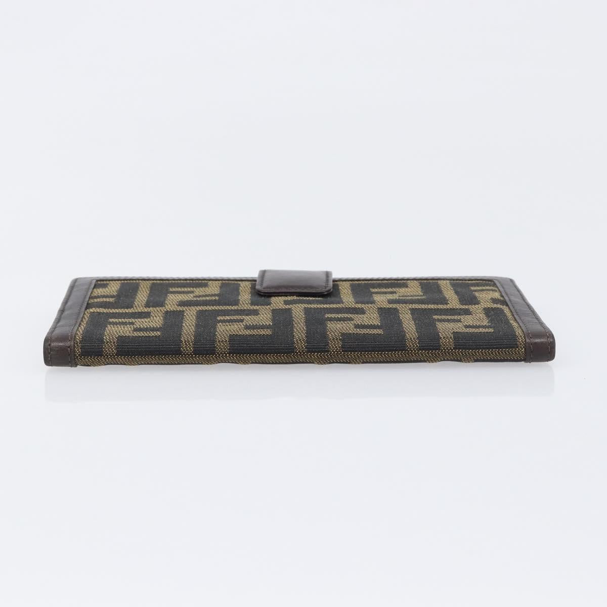 FENDI Zucca Canvas Long Wallet Black Brown Auth 199787A