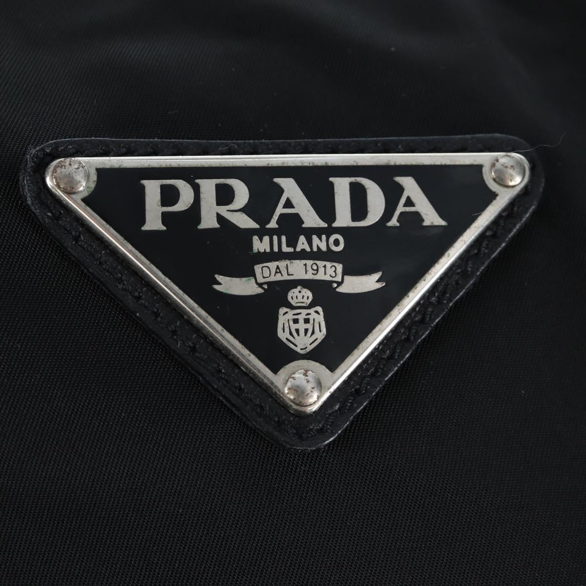 PRADA Boston Bag Nylon 2way Black Silver Auth 199801A