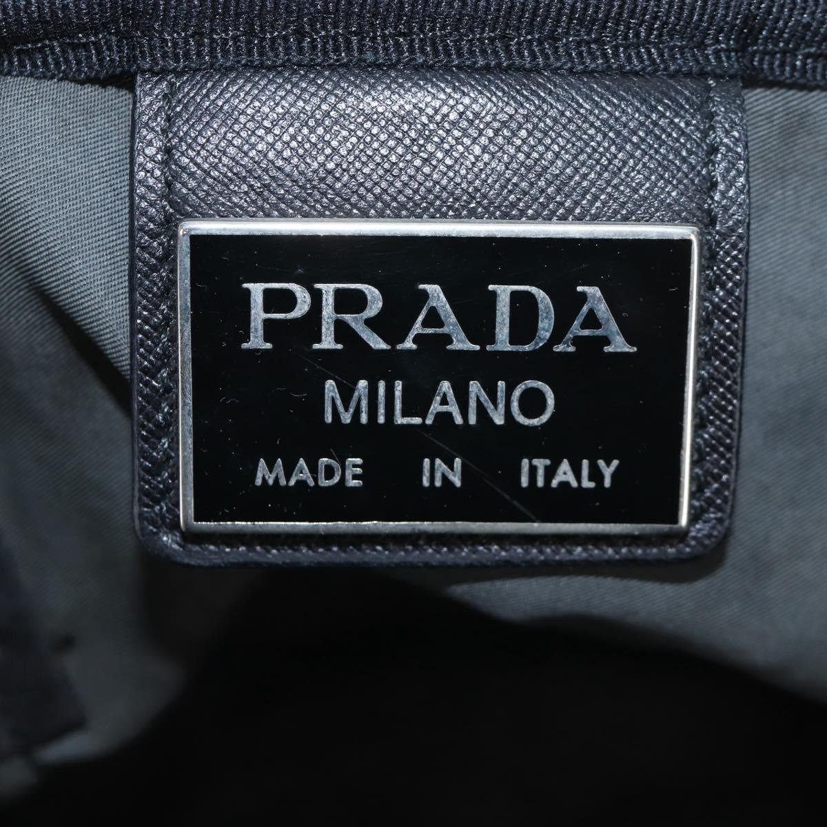 PRADA Boston Bag Nylon 2way Black Silver Auth 199801A