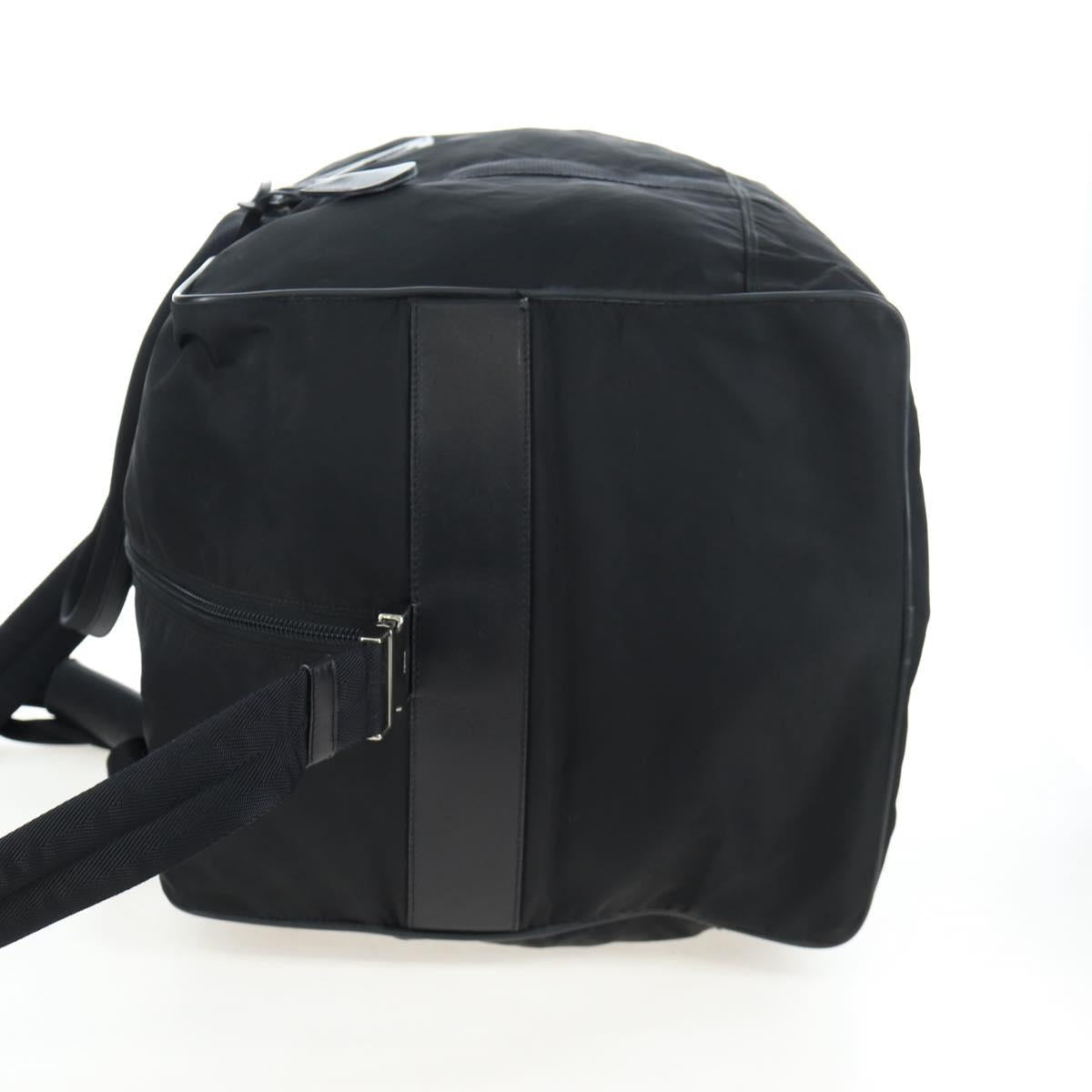 PRADA Boston Bag Nylon 2way Black Silver Auth 199801A