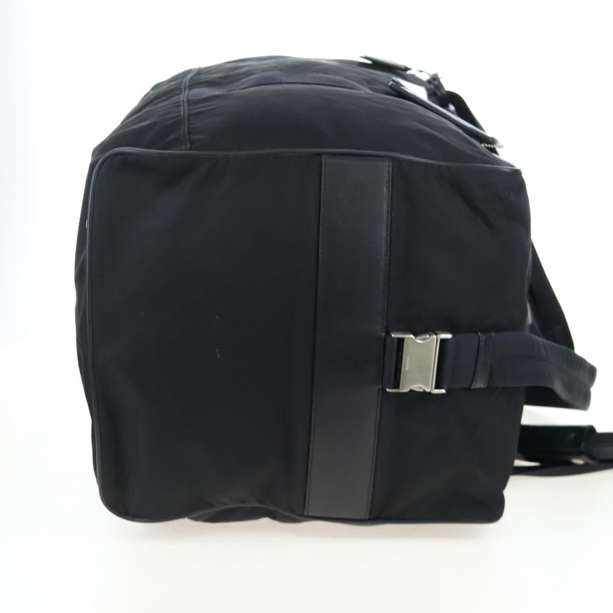 PRADA Boston Bag Nylon 2way Black Silver Auth 199801A