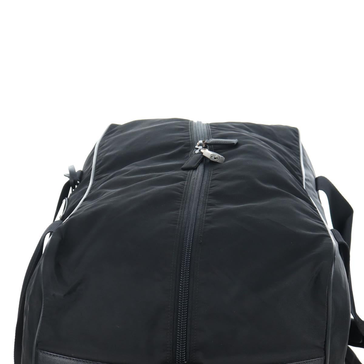 PRADA Boston Bag Nylon 2way Black Silver Auth 199801A