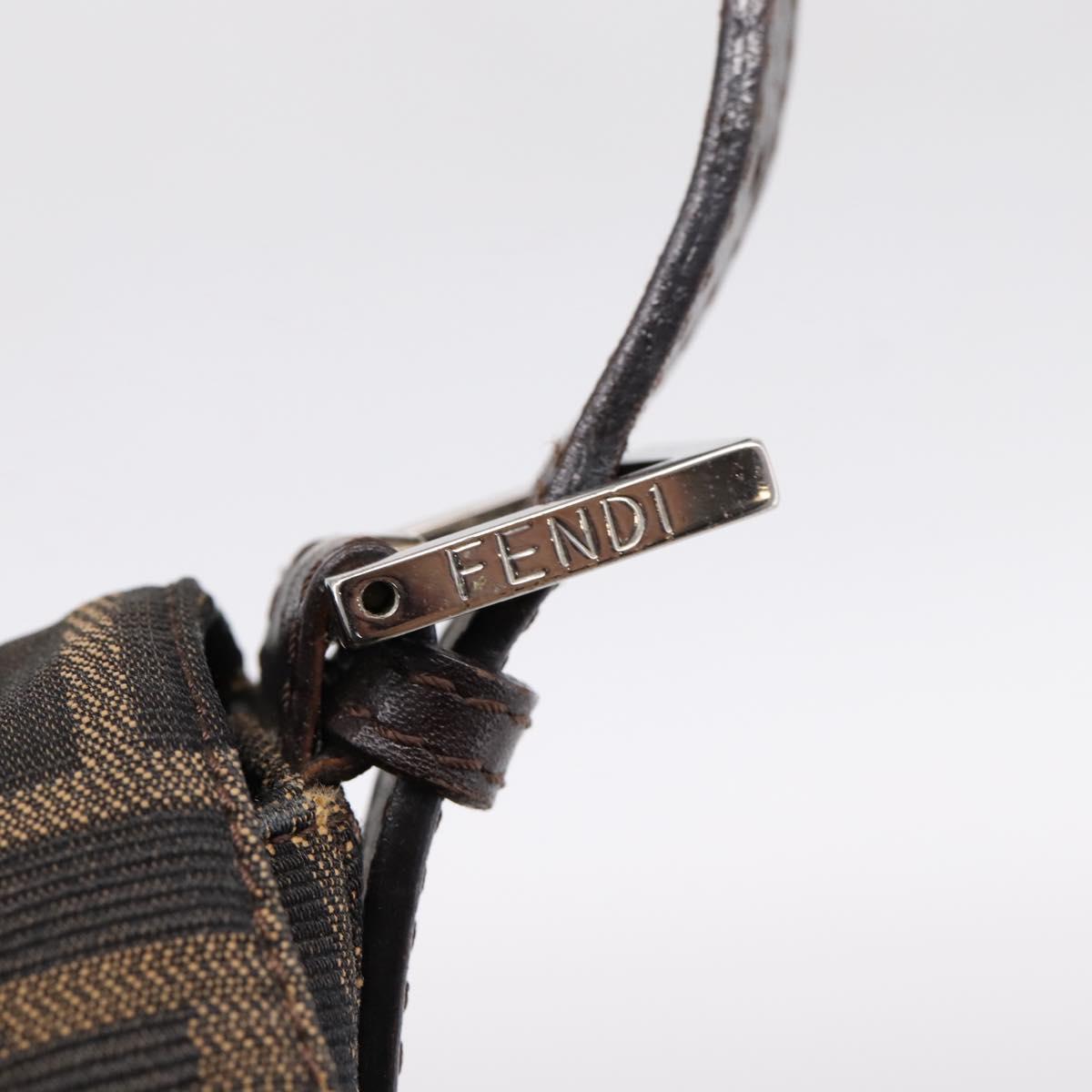 FENDI Zucca Canvas Mamma Baguette Shoulder Bag Brown Silver Auth 199802V