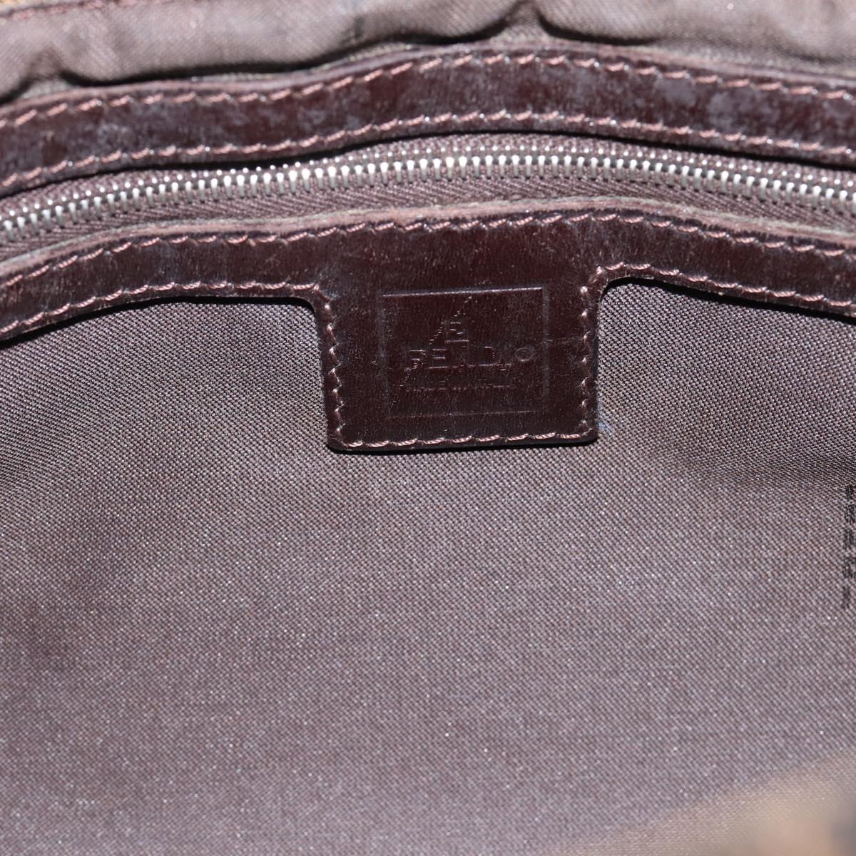 FENDI Zucca Canvas Mamma Baguette Shoulder Bag Brown Silver Auth 199802V