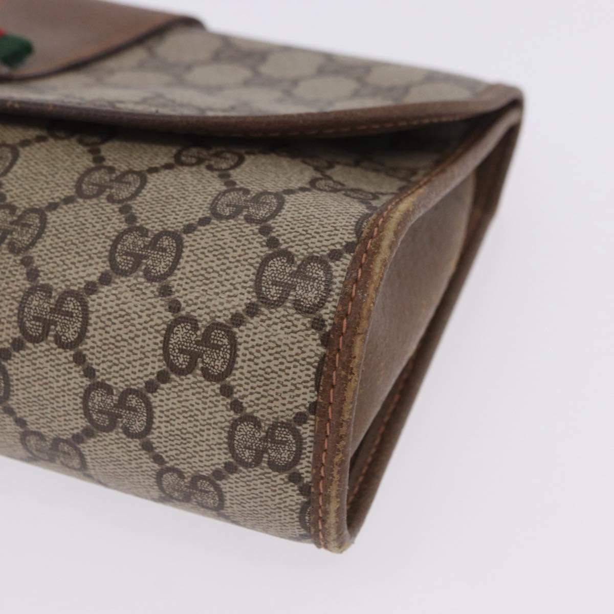 GUCCI GG Supreme Web Sherry Line Clutch Bag PVC Beige 89 01 030 Auth 199803
