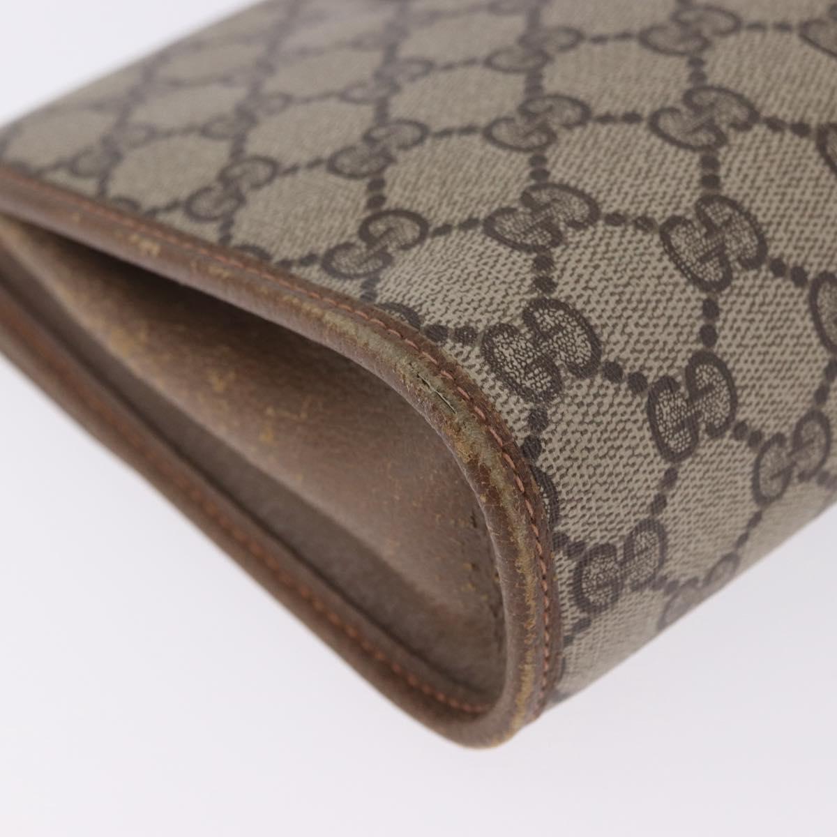 GUCCI GG Supreme Web Sherry Line Clutch Bag PVC Beige 89 01 030 Auth 199803