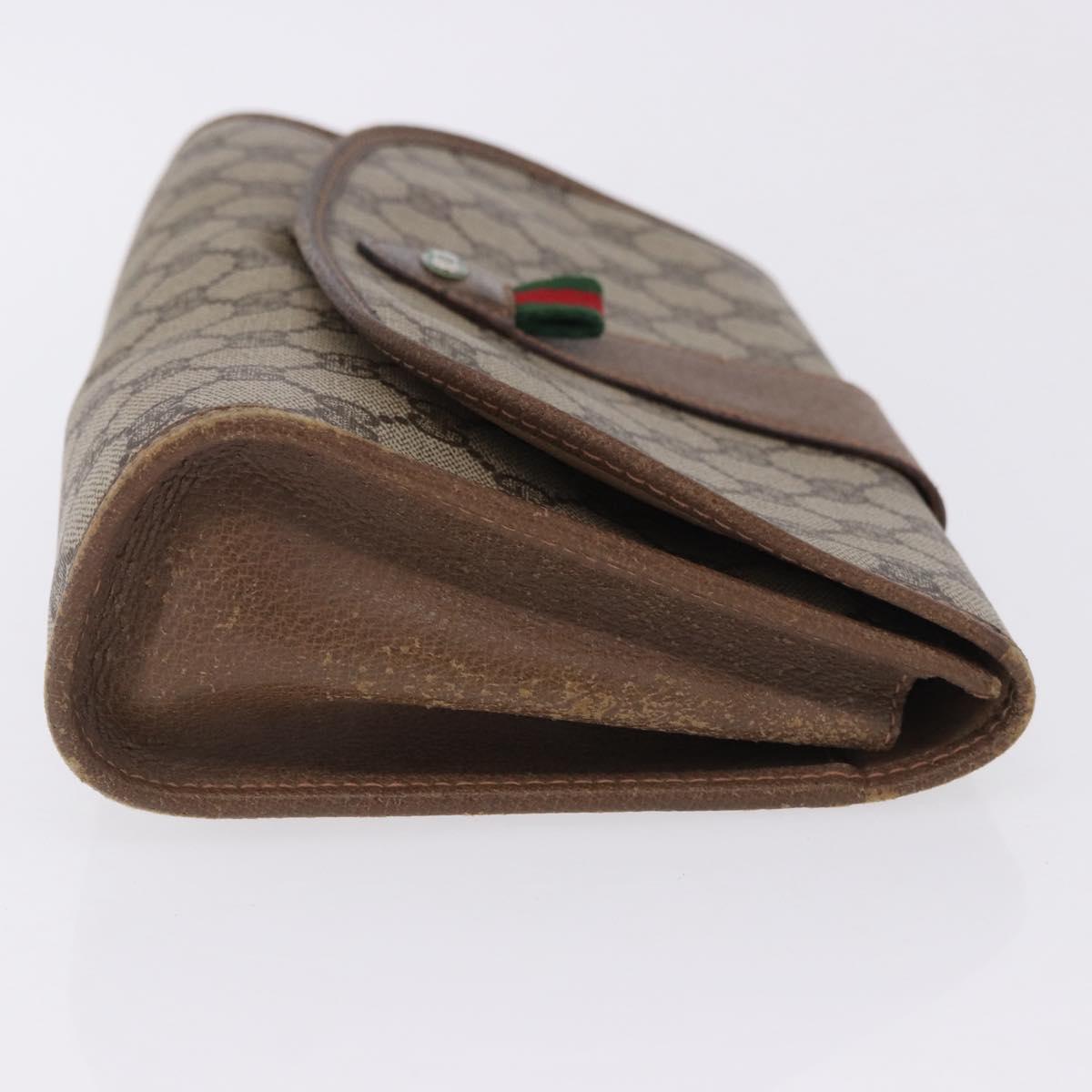 GUCCI GG Supreme Web Sherry Line Clutch Bag PVC Beige 89 01 030 Auth 199803