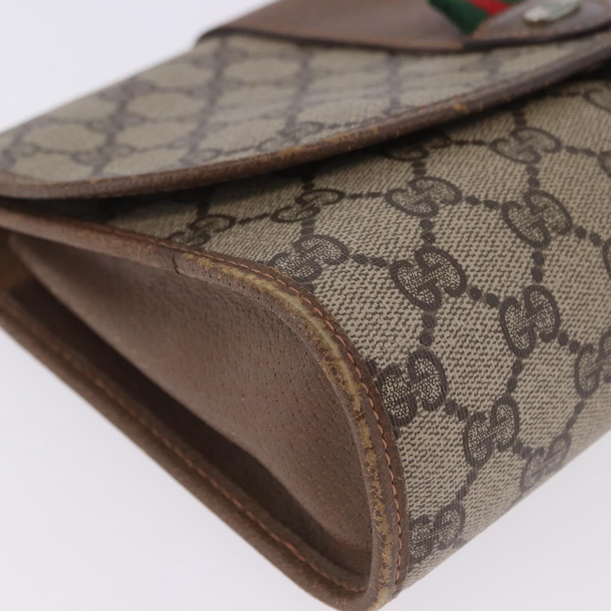 GUCCI GG Supreme Web Sherry Line Clutch Bag PVC Beige 89 01 030 Auth 199803