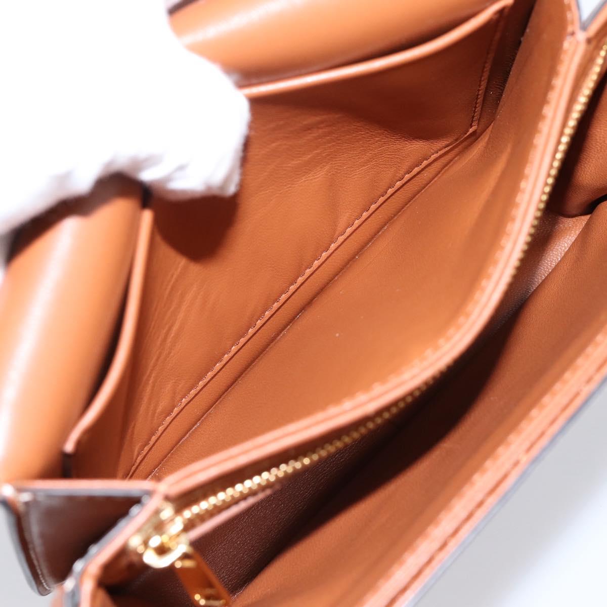 CELINE Triomphe Shoulder Bag PVC Leather Brown Gold Tone Auth 199806SM