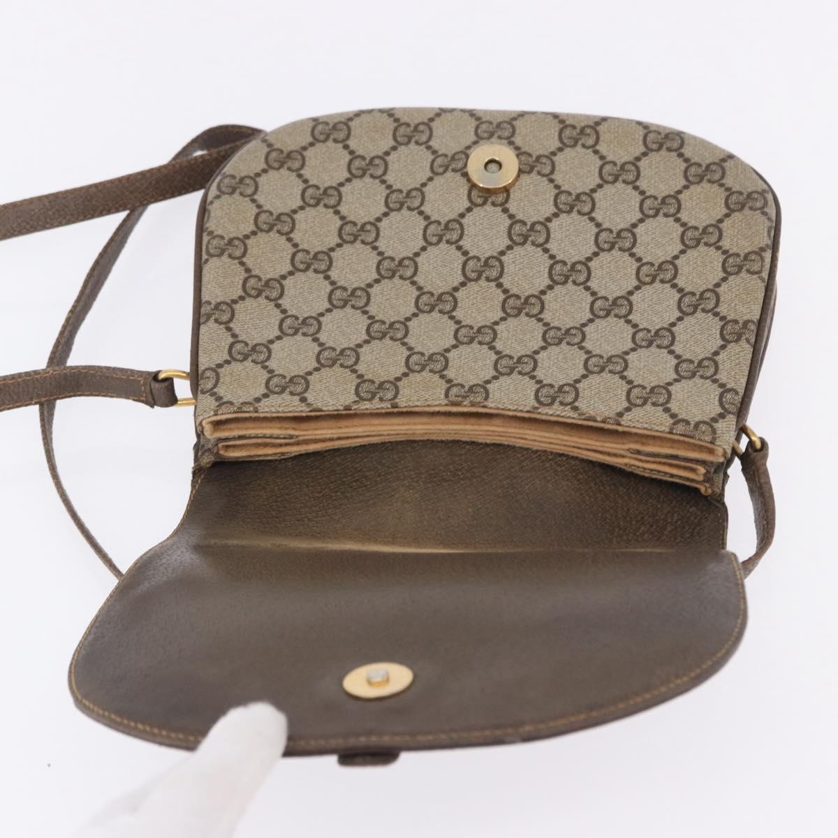 GUCCI GG Supreme Shoulder Bag PVC Beige Gold Tone 10 02 031 Auth 199810