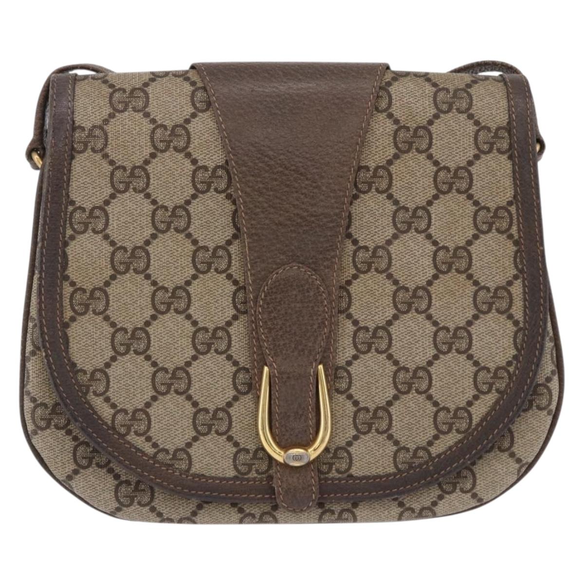 GUCCI GG Supreme Shoulder Bag PVC Beige Gold Tone 10 02 031 Auth 199810