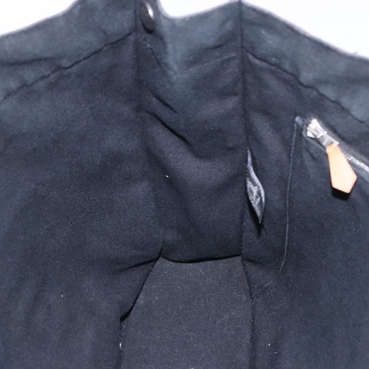 HERMES Fourre Tout MM Hand Bag Cotton Black Silver Auth 199811