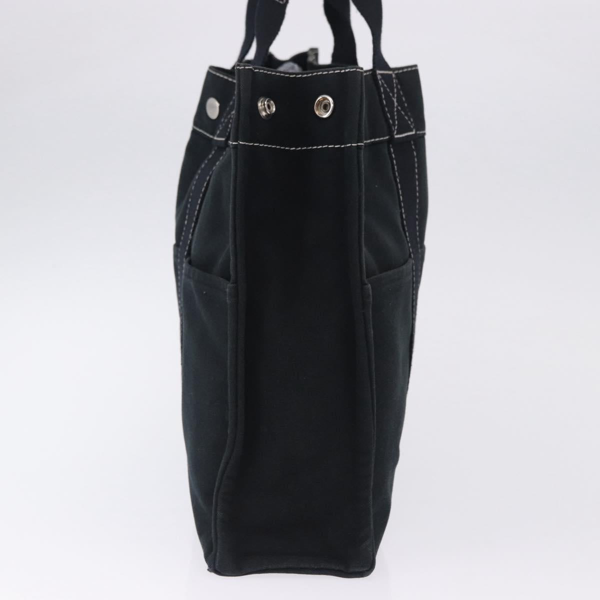 HERMES Fourre Tout MM Hand Bag Cotton Black Silver Auth 199811