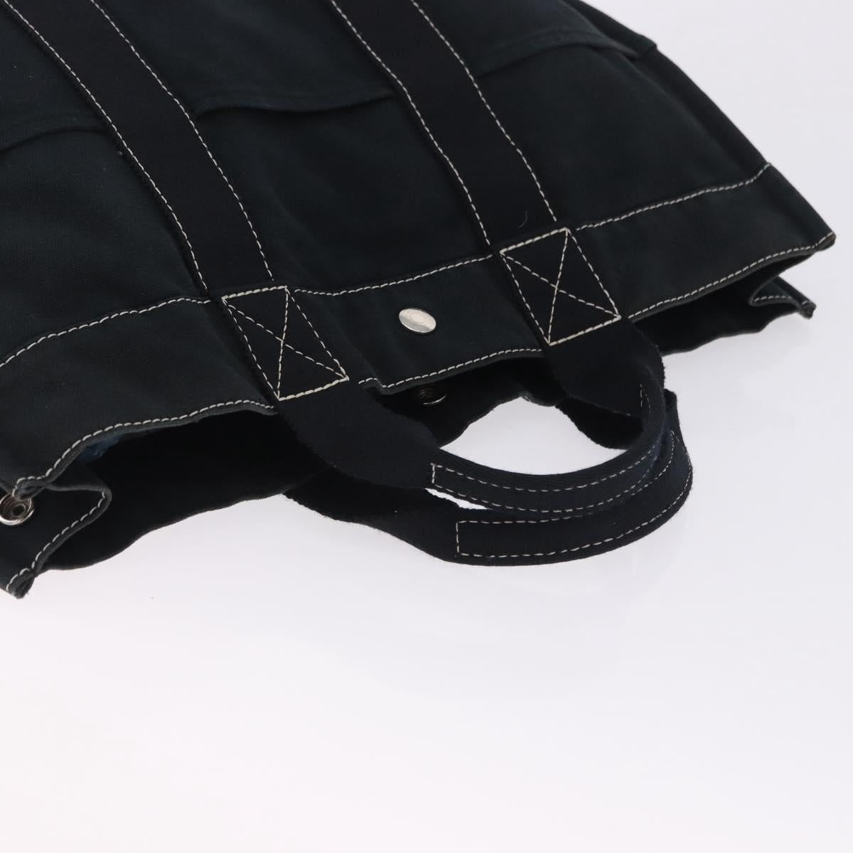 HERMES Fourre Tout MM Hand Bag Cotton Black Silver Auth 199811