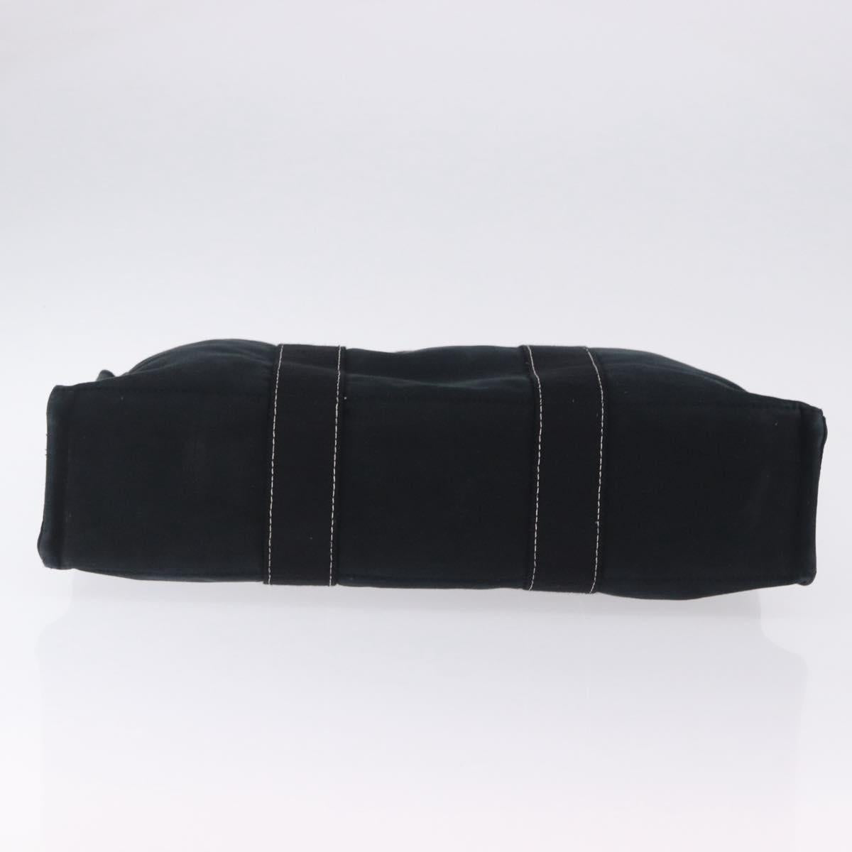 HERMES Fourre Tout MM Hand Bag Cotton Black Silver Auth 199811