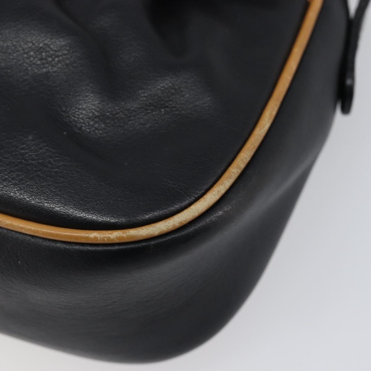 CELINE Shoulder Bag Leather Black Gold Auth 199823
