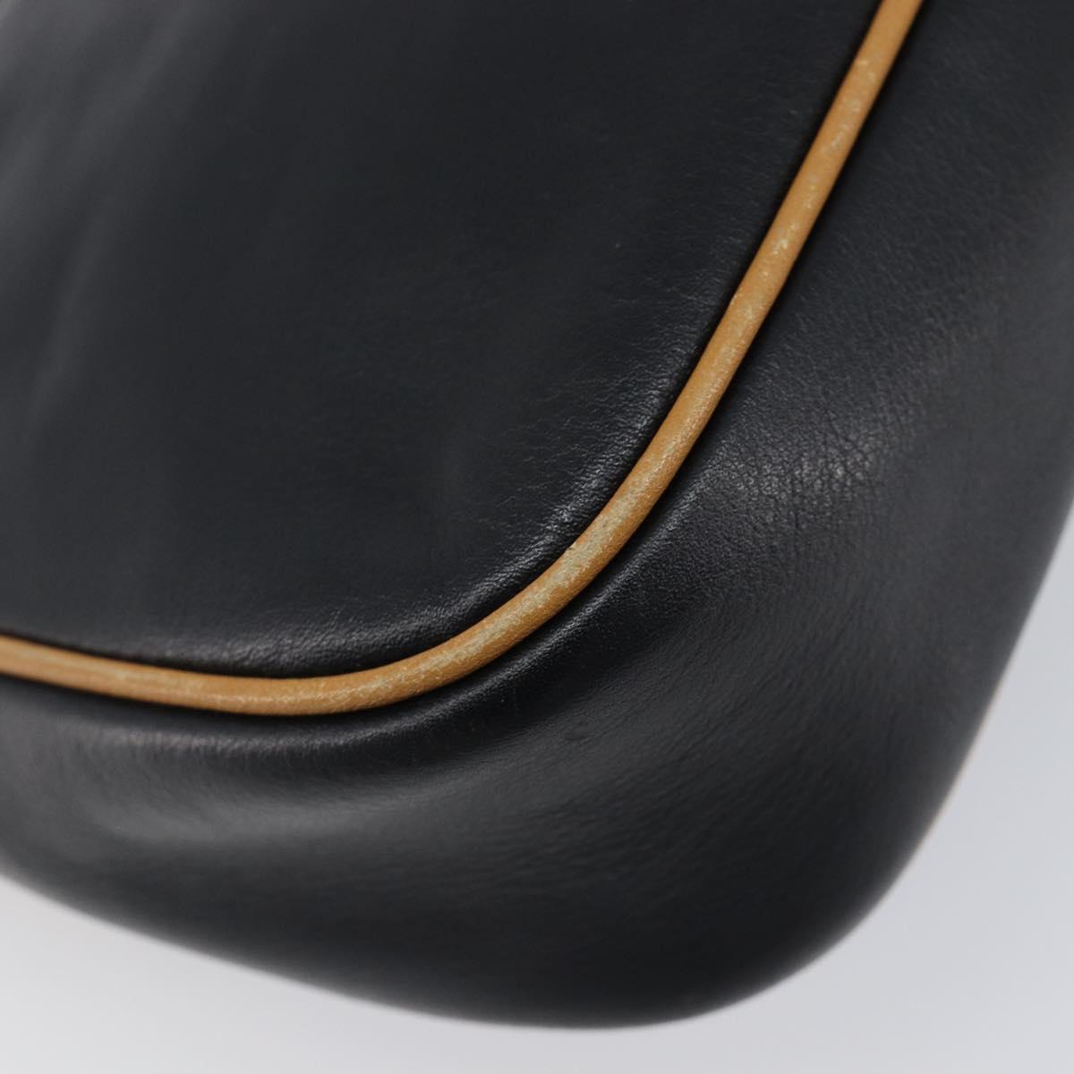 CELINE Shoulder Bag Leather Black Gold Auth 199823