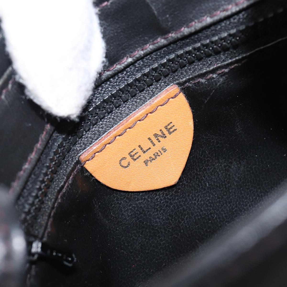 CELINE Shoulder Bag Leather Black Gold Auth 199823