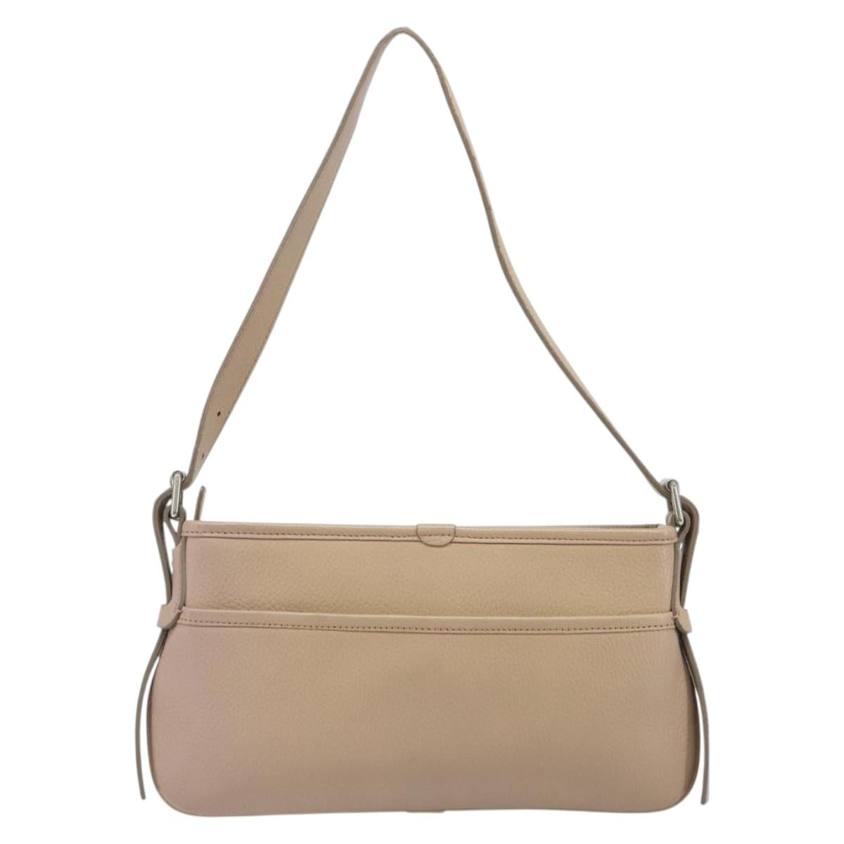 BURBERRY Nova Check Shoulder Bag Leather Beige Silver Auth 199824A
