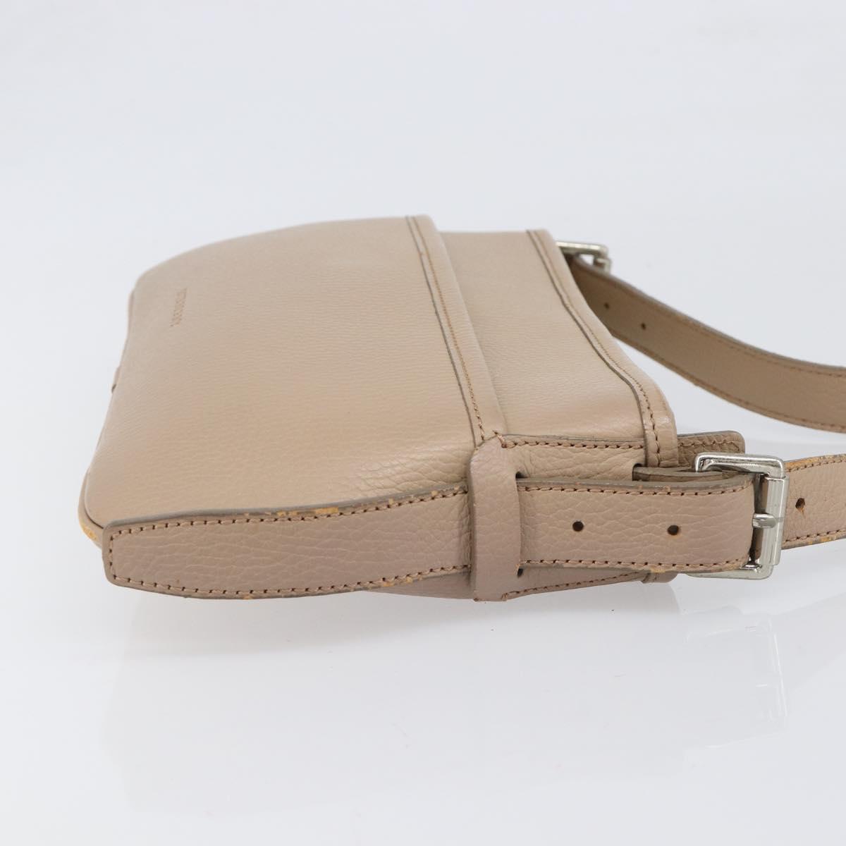BURBERRY Nova Check Shoulder Bag Leather Beige Silver Auth 199824A