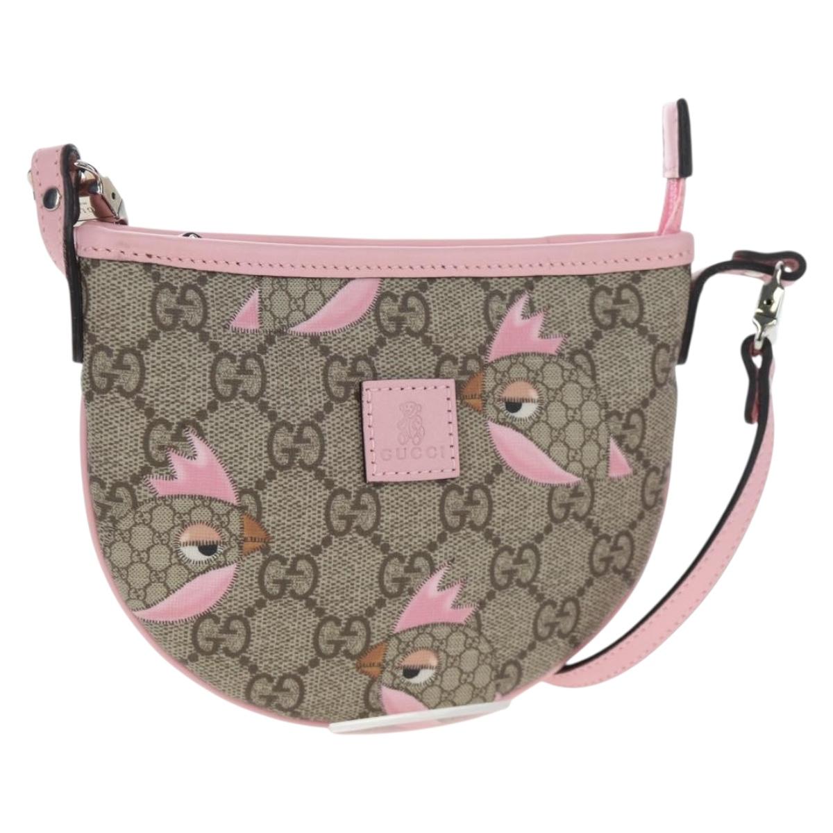 GUCCI GG Supreme Children's Papagallo Bag PVC Leather Beige 297540 Auth 199825M