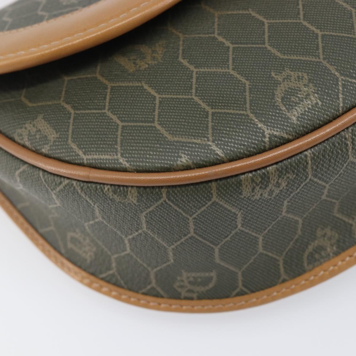 Christian Dior Honeycomb Canvas Shoulder Bag PVC Beige Gold Auth 199826A
