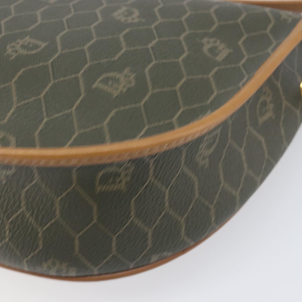 Christian Dior Honeycomb Canvas Shoulder Bag PVC Beige Gold Auth 199826A
