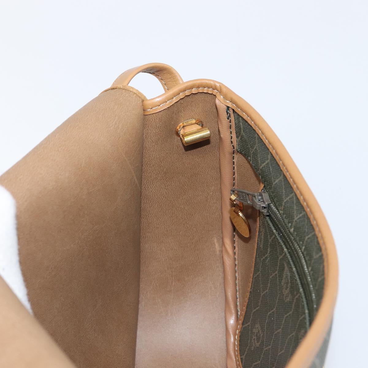 Christian Dior Honeycomb Canvas Shoulder Bag PVC Beige Gold Auth 199826A