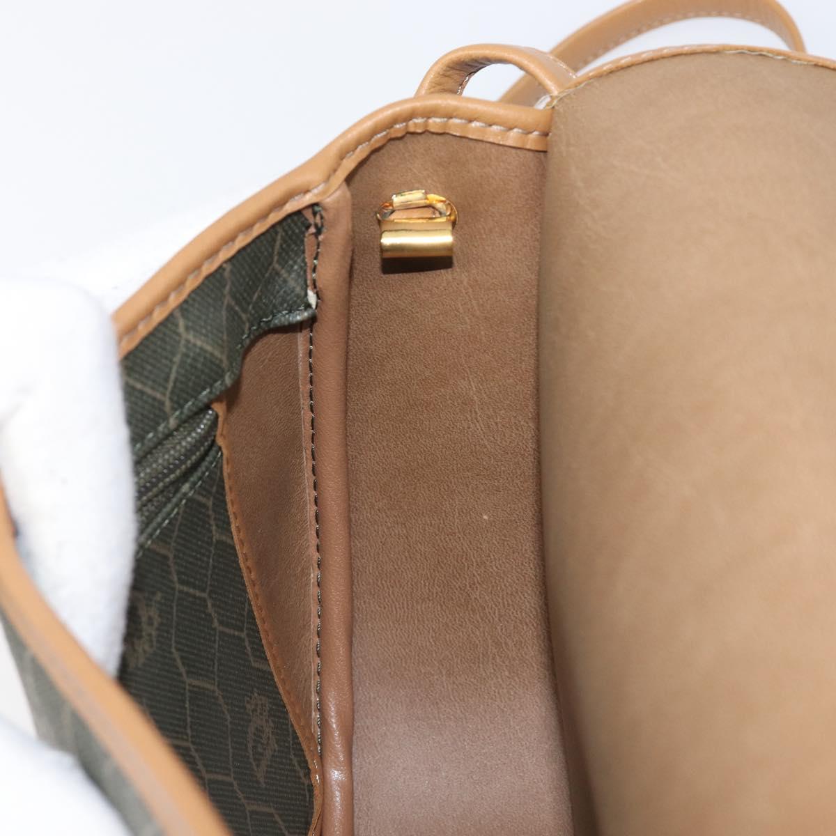 Christian Dior Honeycomb Canvas Shoulder Bag PVC Beige Gold Auth 199826A
