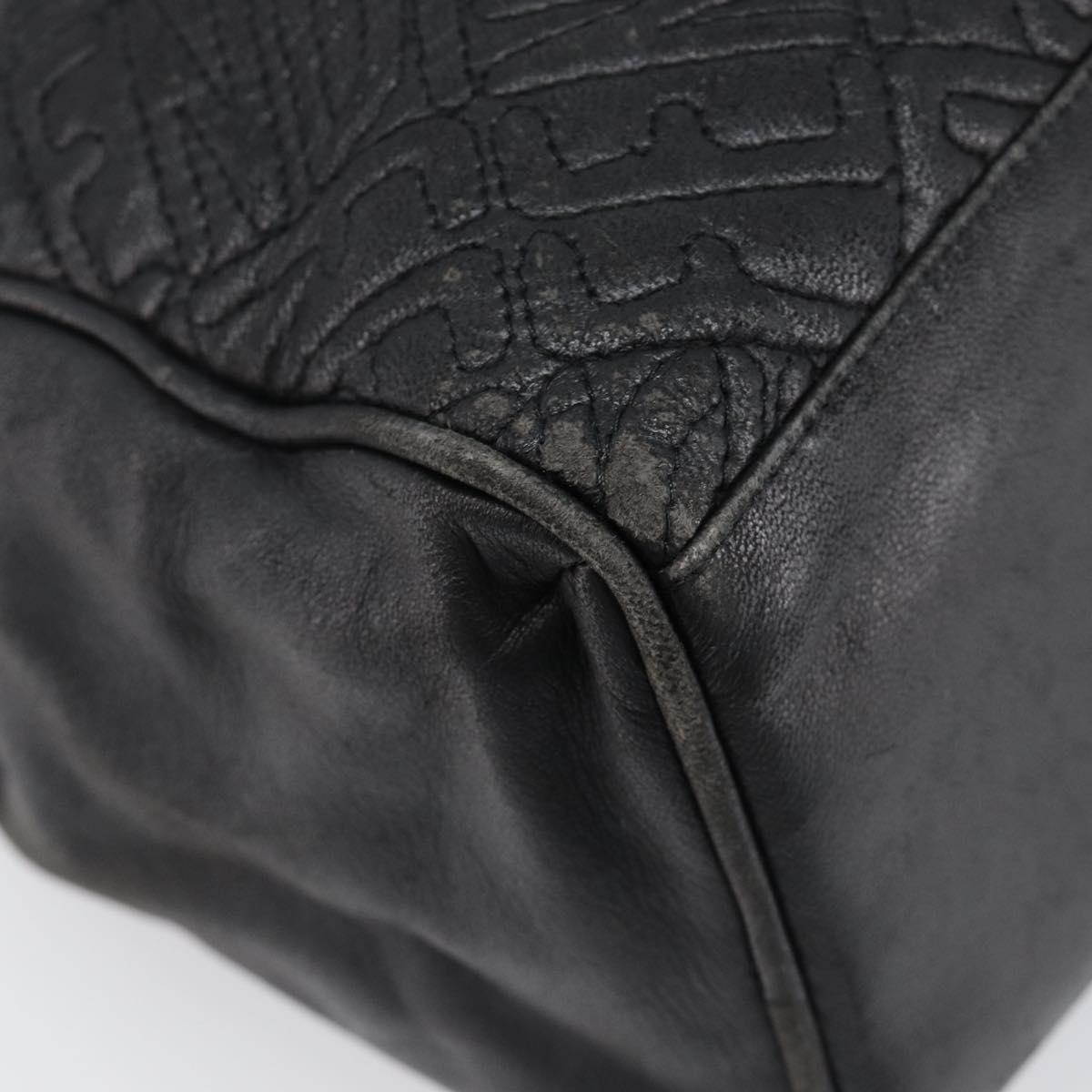 FENDI Macaroni Hand Bag Leather Black Gold Auth 199827