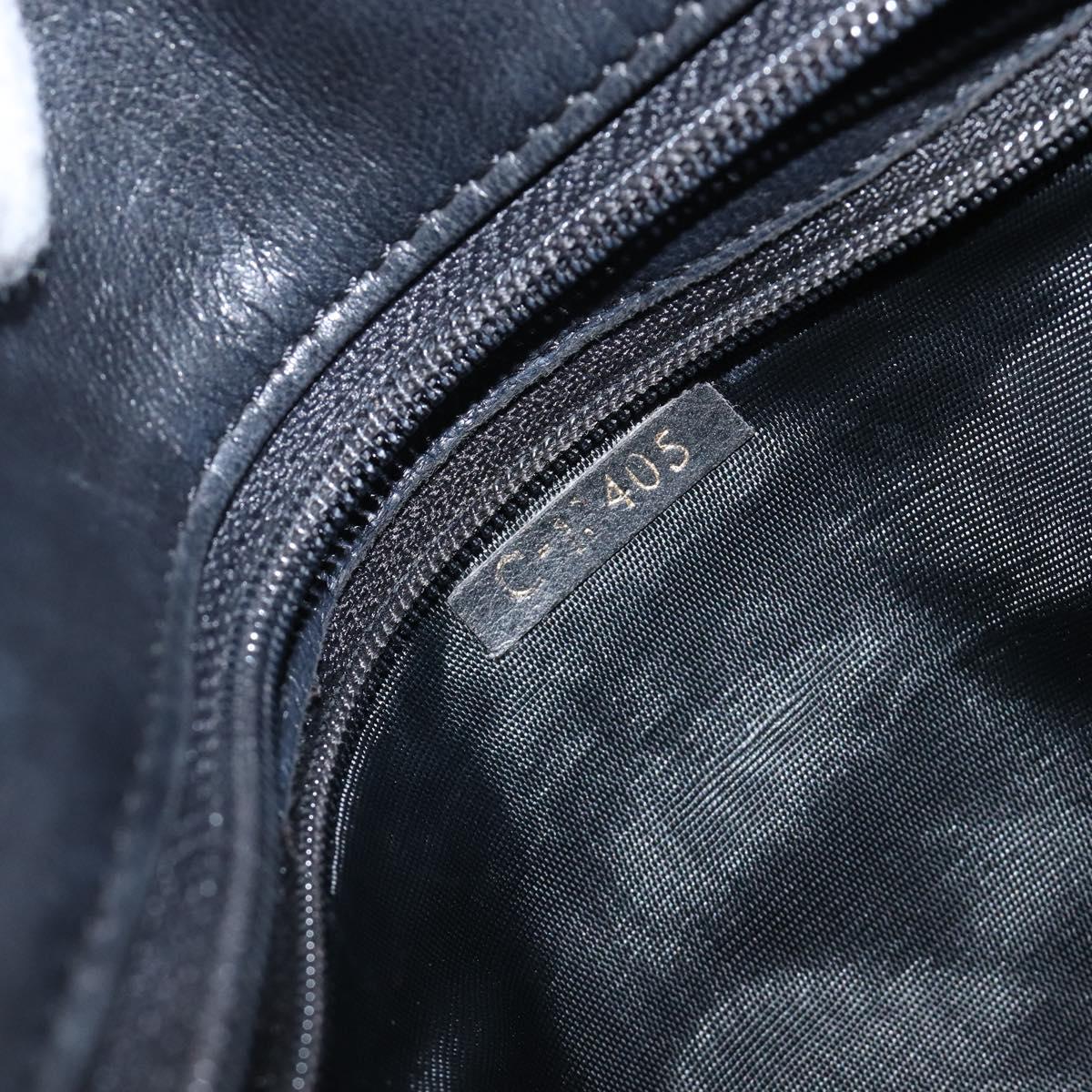FENDI Macaroni Hand Bag Leather Black Gold Auth 199827