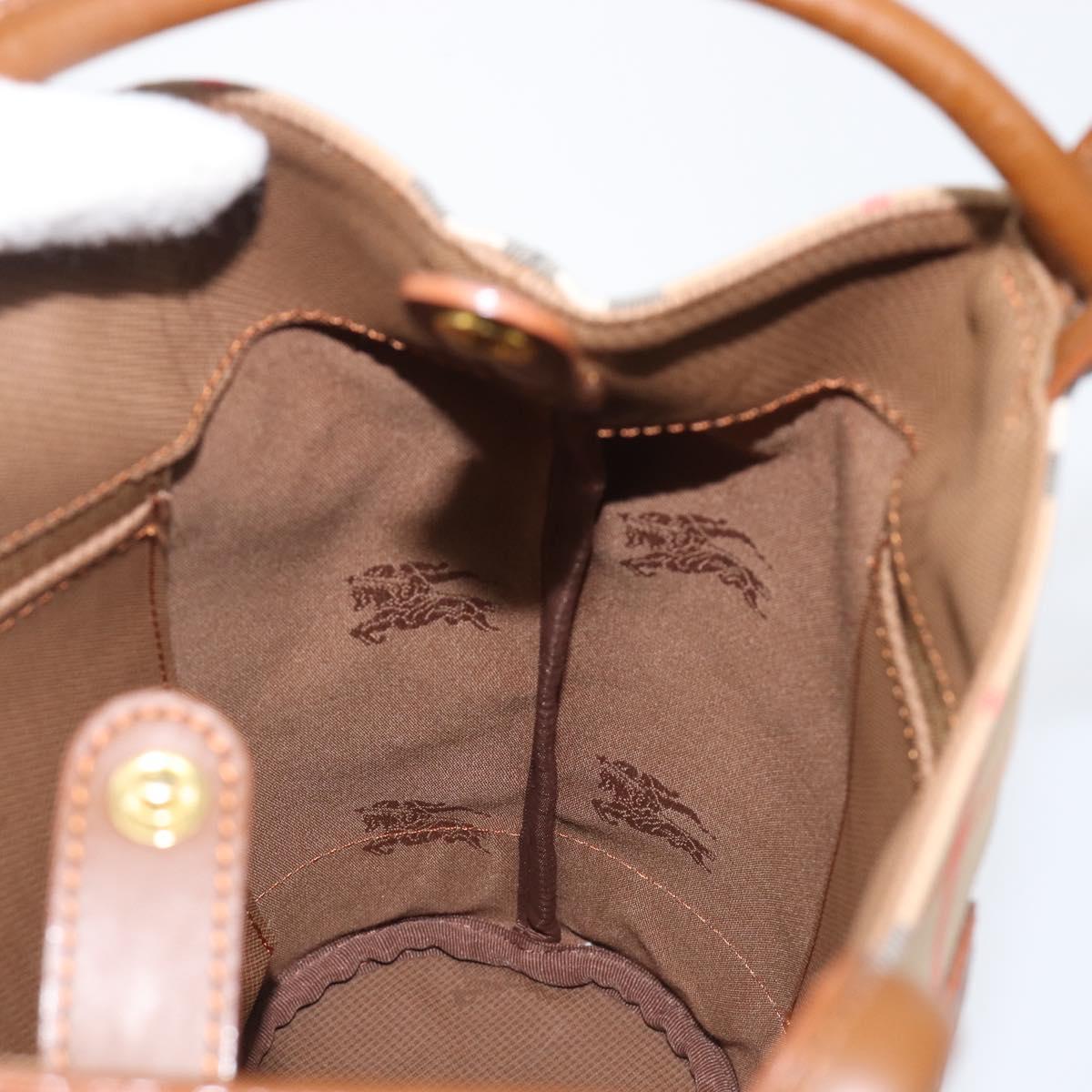 Burberrys Nova Check Shoulder Bag Canvas Beige Gold Auth 199830A