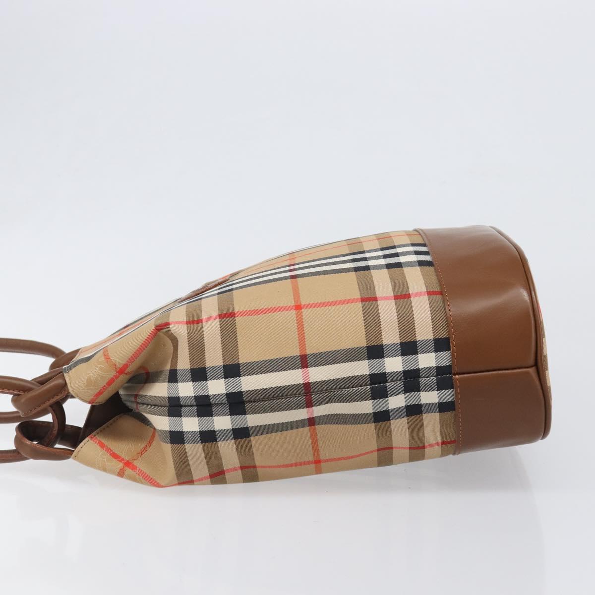 Burberrys Nova Check Shoulder Bag Canvas Beige Gold Auth 199830A