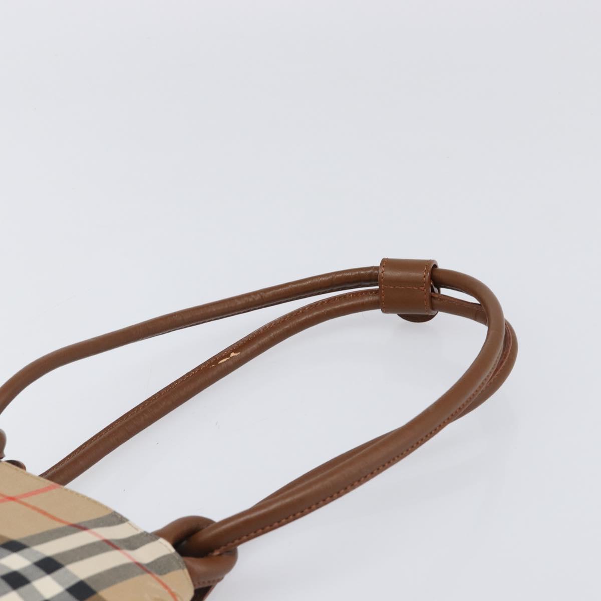 Burberrys Nova Check Shoulder Bag Canvas Beige Gold Auth 199830A