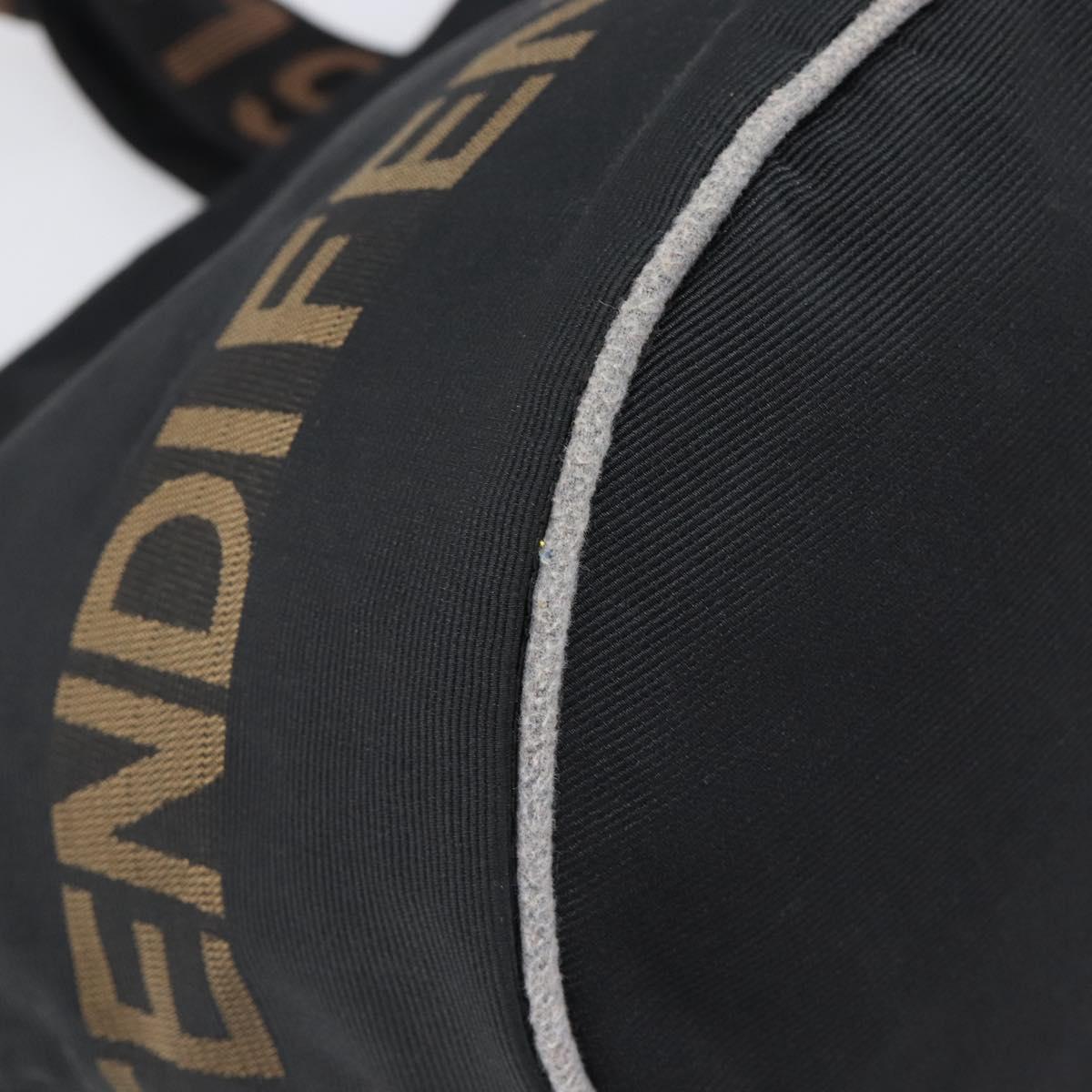 FENDI Hand Bag Canvas Black Brown Auth 199832