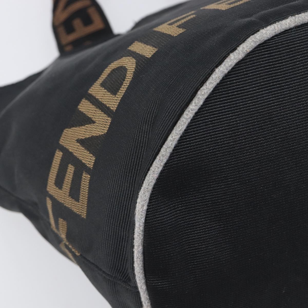 FENDI Hand Bag Canvas Black Brown Auth 199832