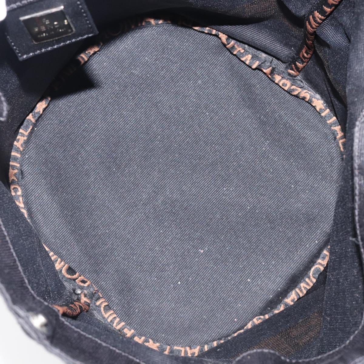 FENDI Hand Bag Canvas Black Brown Auth 199832