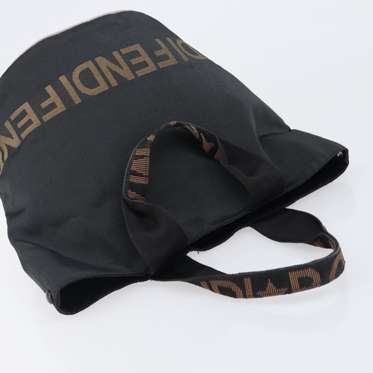 FENDI Hand Bag Canvas Black Brown Auth 199832