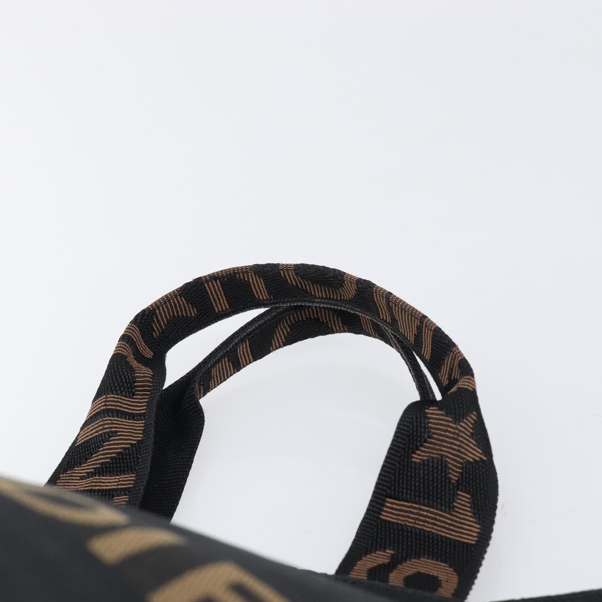 FENDI Hand Bag Canvas Black Brown Auth 199832