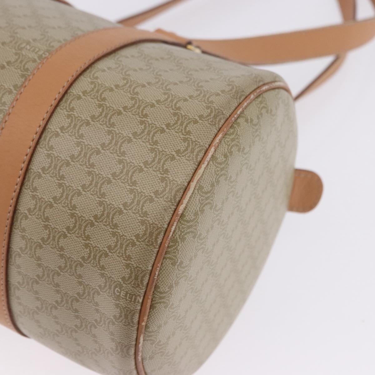 CELINE Macadam Canvas Shoulder Bag PVC Beige Gold Auth 199837V