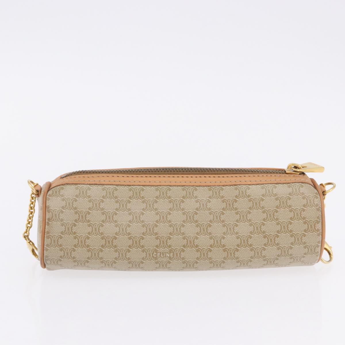 CELINE Macadam Canvas Shoulder Bag PVC Beige Gold Auth 199837V