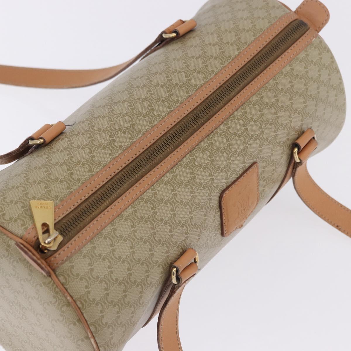 CELINE Macadam Canvas Shoulder Bag PVC Beige Gold Auth 199837V