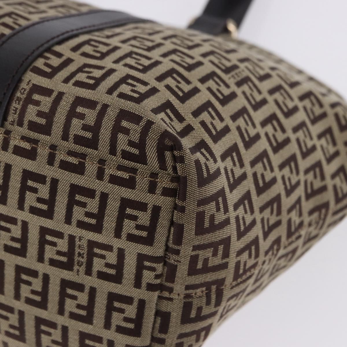 FENDI Zucchino Canvas Tote Bag Beige Gold Auth 199839V