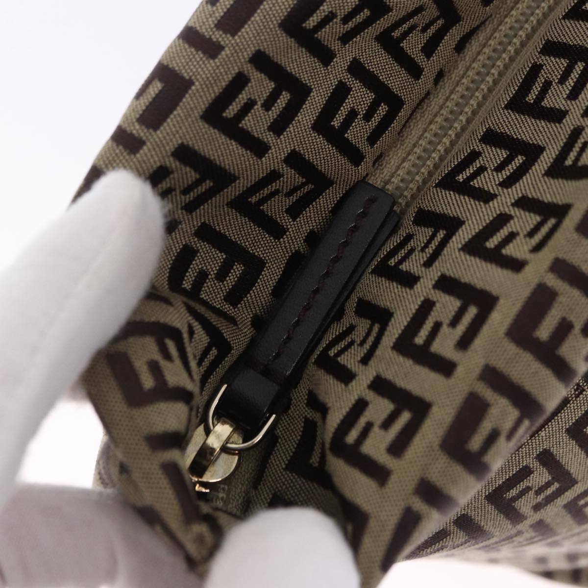 FENDI Zucchino Canvas Tote Bag Beige Gold Auth 199839V