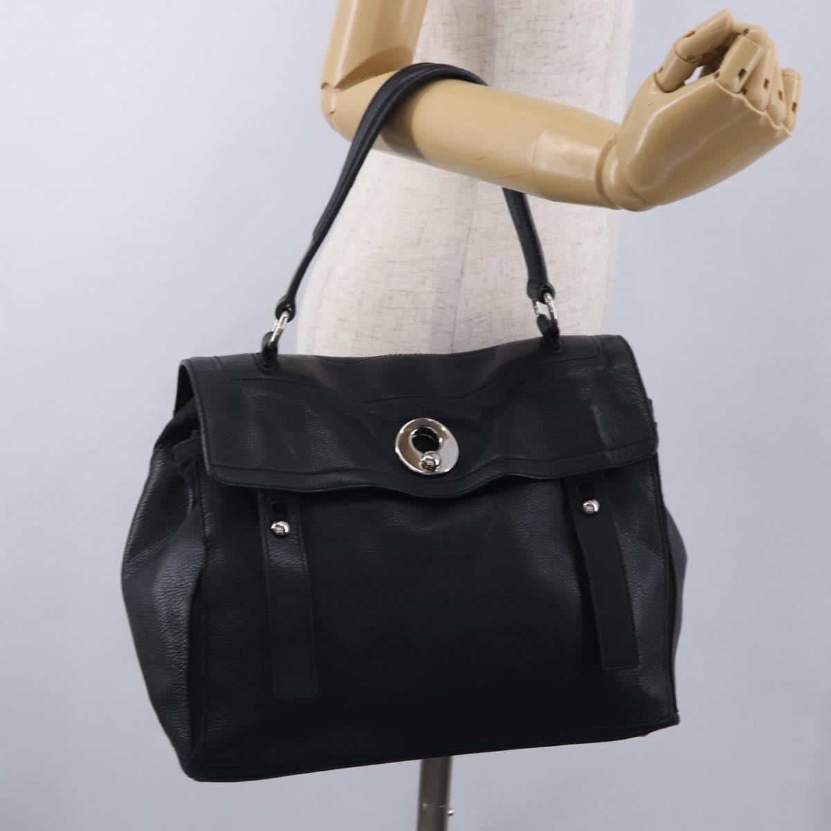 SAINT LAURENT Muse Toe Hand Bag Leather Black Silver 197149 Auth 199840A