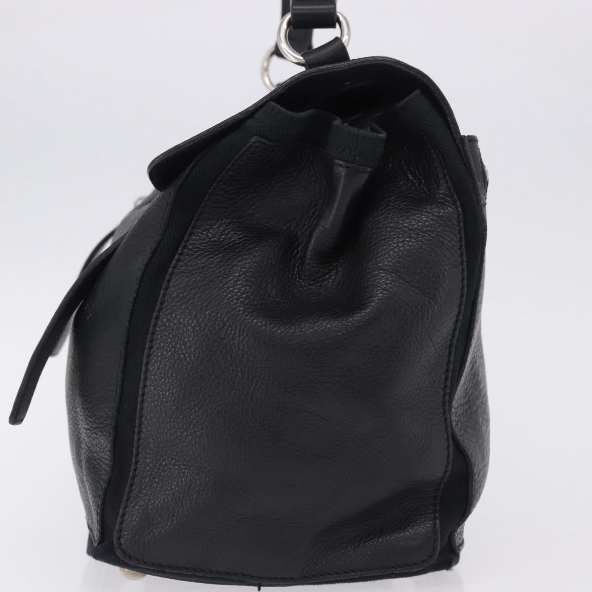 SAINT LAURENT Muse Toe Hand Bag Leather Black Silver 197149 Auth 199840A
