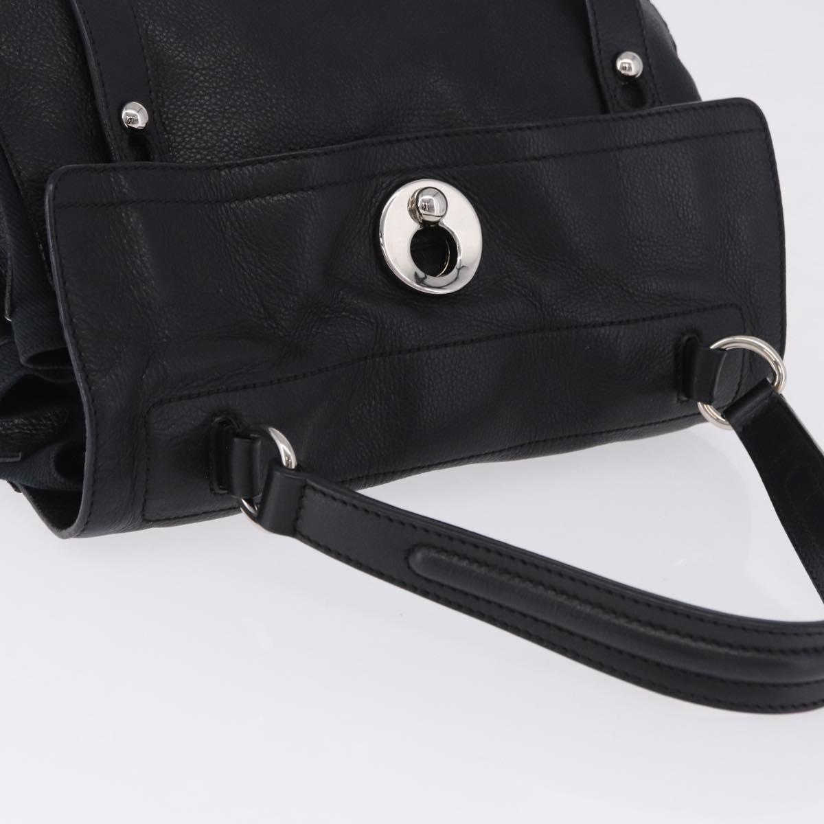 SAINT LAURENT Muse Toe Hand Bag Leather Black Silver 197149 Auth 199840A